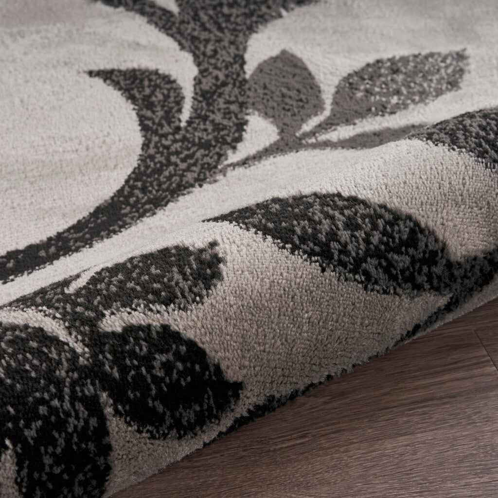 5' x 7' Gray Filigree Vines Area Rug