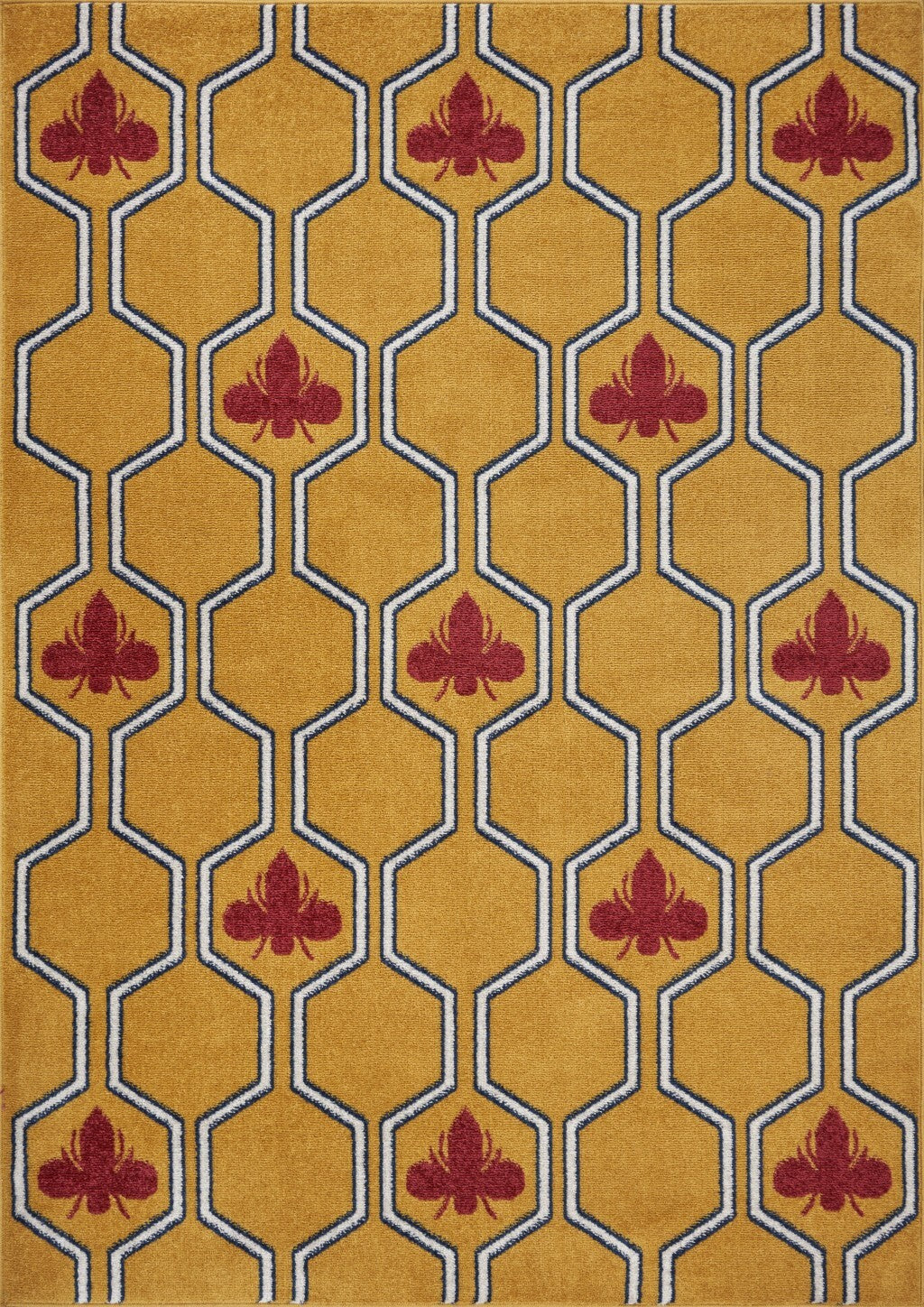 8' x 9' Yellow and Red Honey Bee Area Rug