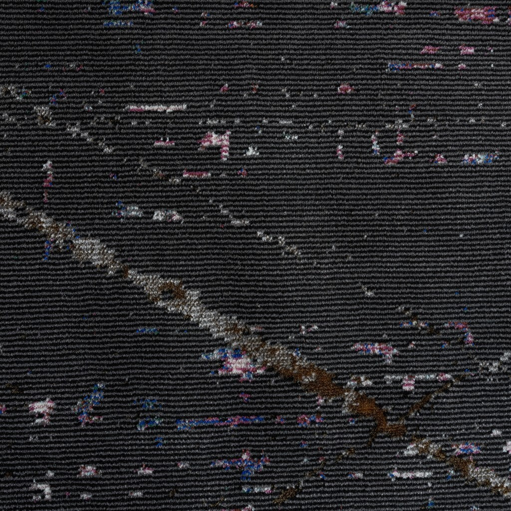 5' x 8' Distressed Black Abstract Area Rug