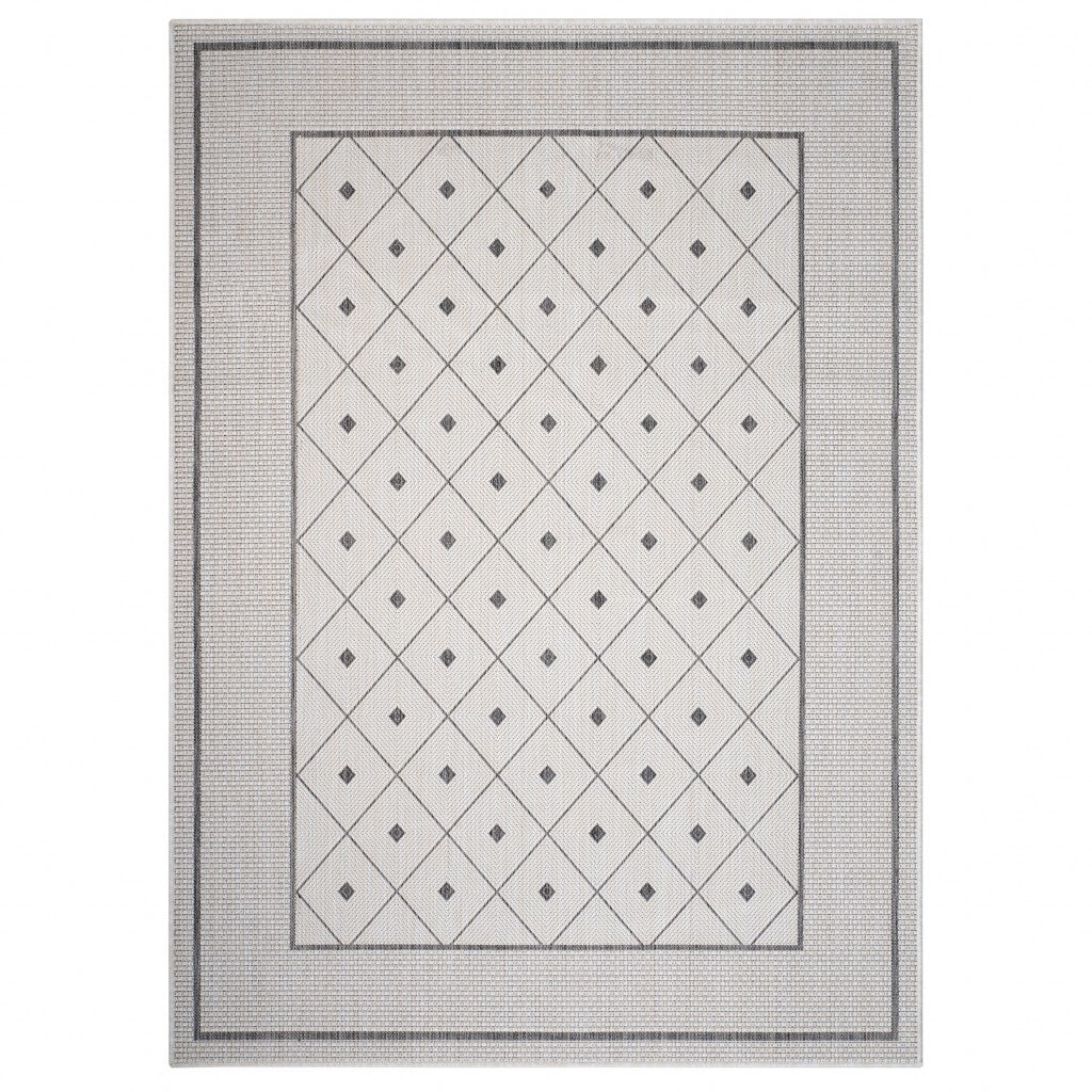 5' x 7' Gray Diamonds Indoor Outdoor Area Rug