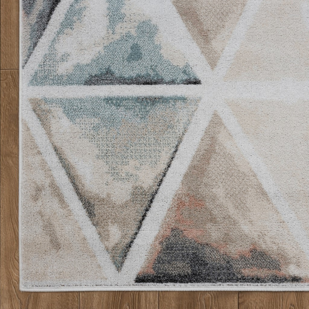 5' x 7' Ivory Watercolored Prism Area Rug