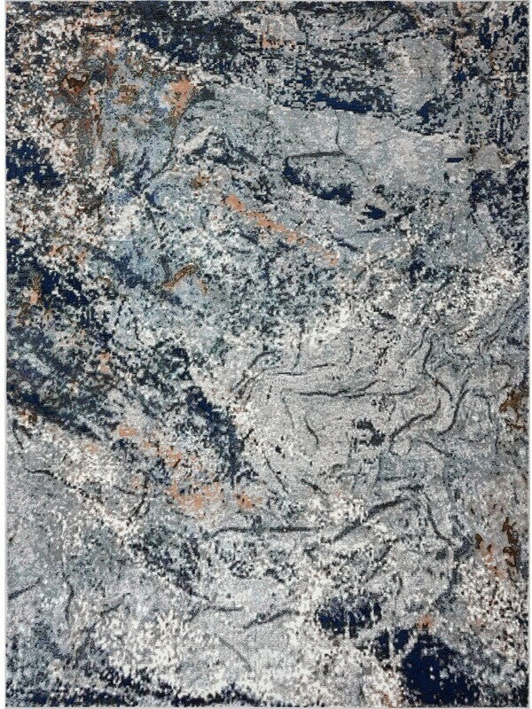 8' x 10' Navy and Gray Abstract Ice Area Rug