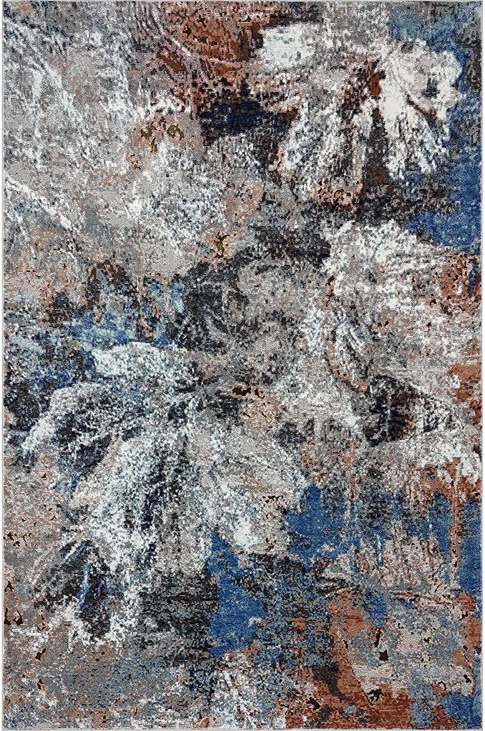5' x 8' Gray Abstract Foliage Area Rug