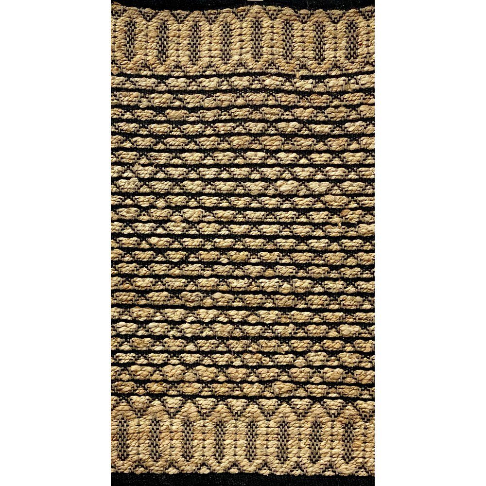 5' x 7' Tan and Black Ornate Geometric Area Rug