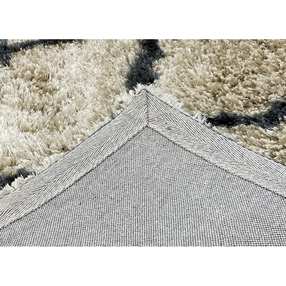 5' x 7' Cream and Black Lattice Area Rug