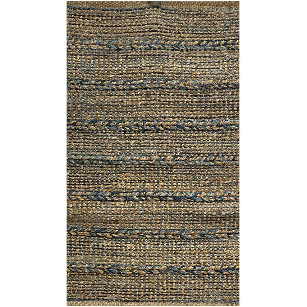 2' x 3' Blue and Tan Braided Stripe Scatter Rug