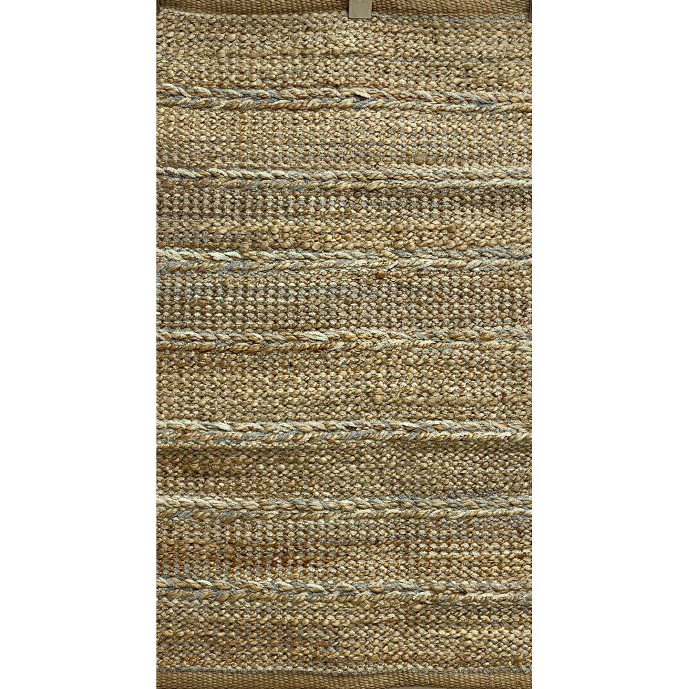 3' x 4' Soft Blue and Tan Braided Stripe Area Rug