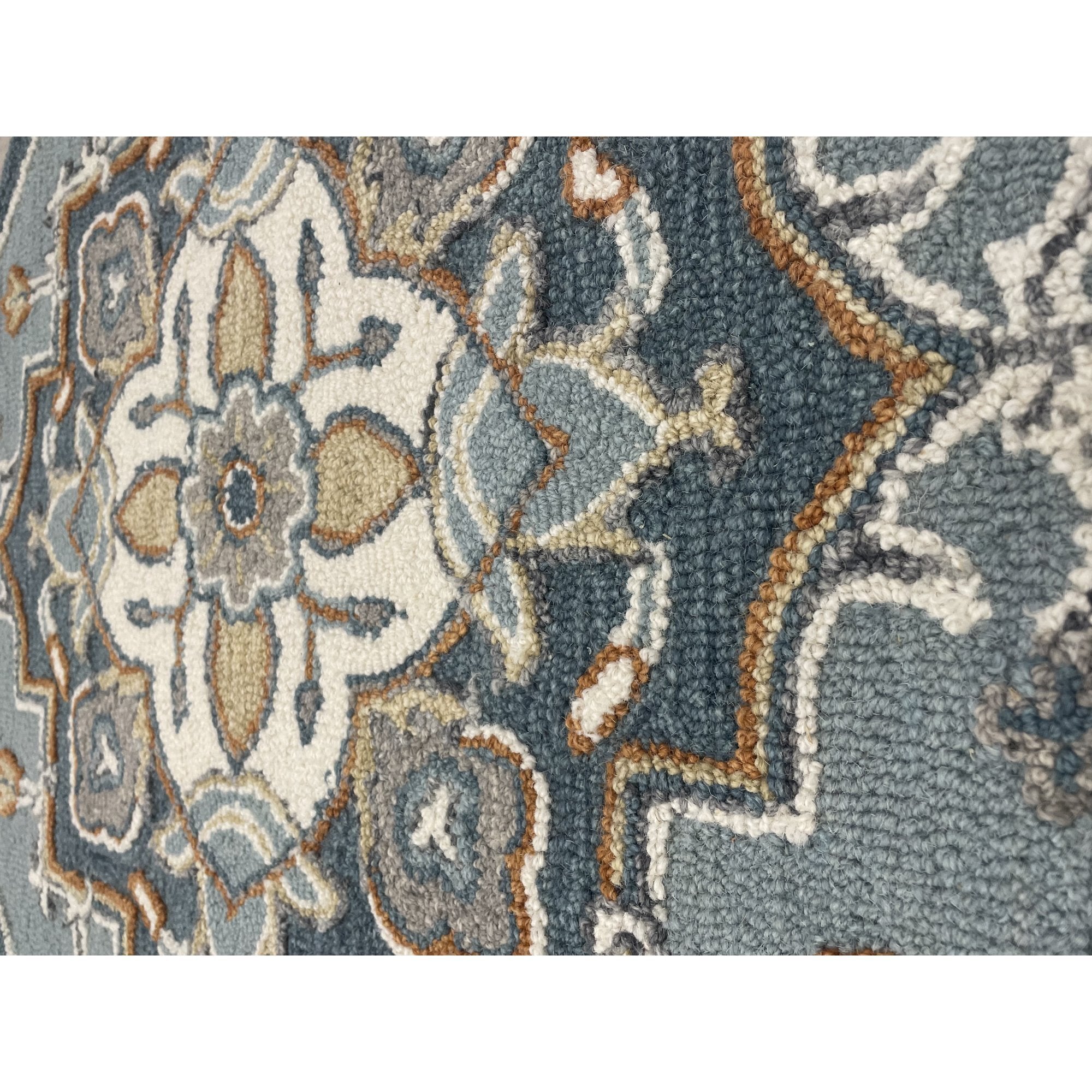5' Round Blue Traditional Medallion Area Rug
