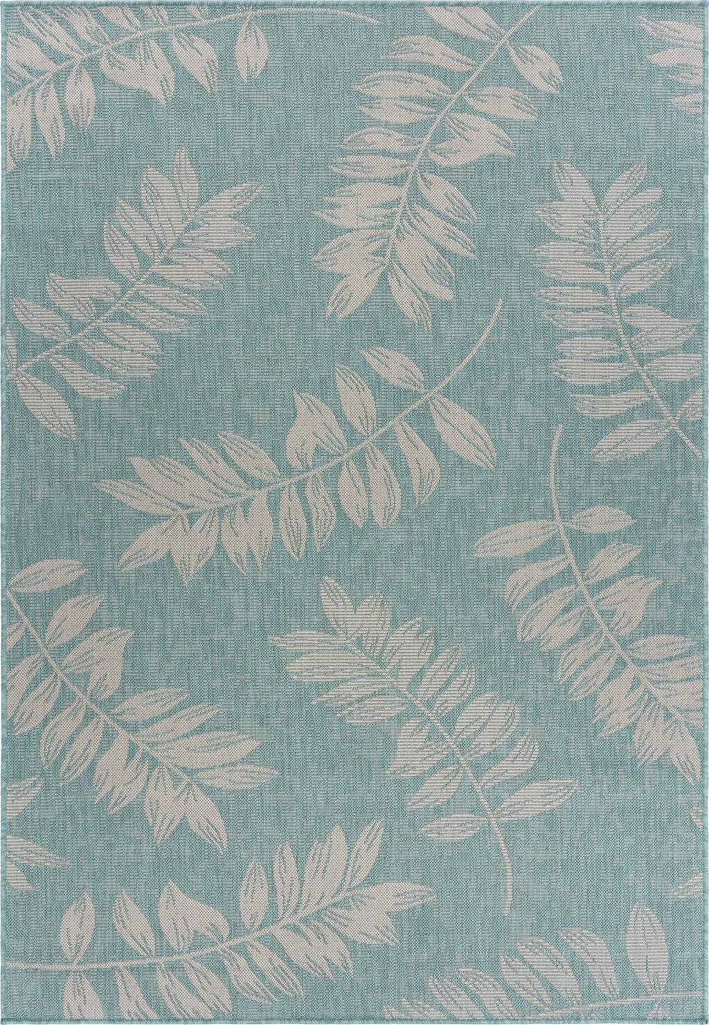 8' x 10' Teal and Ash Sprigs Indoor Outdoor Area Rug