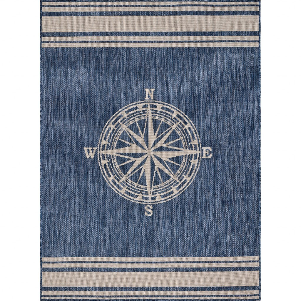 8' x 10' Navy Nautical Indoor Outdoor Area Rug