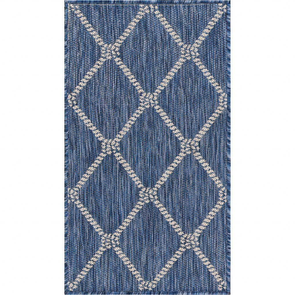 2' x 3' Navy Knot Indoor Outdoor Scatter Rug