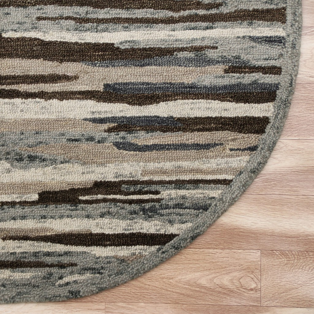 6' Round Brown and Gray Camouflage Area Rug