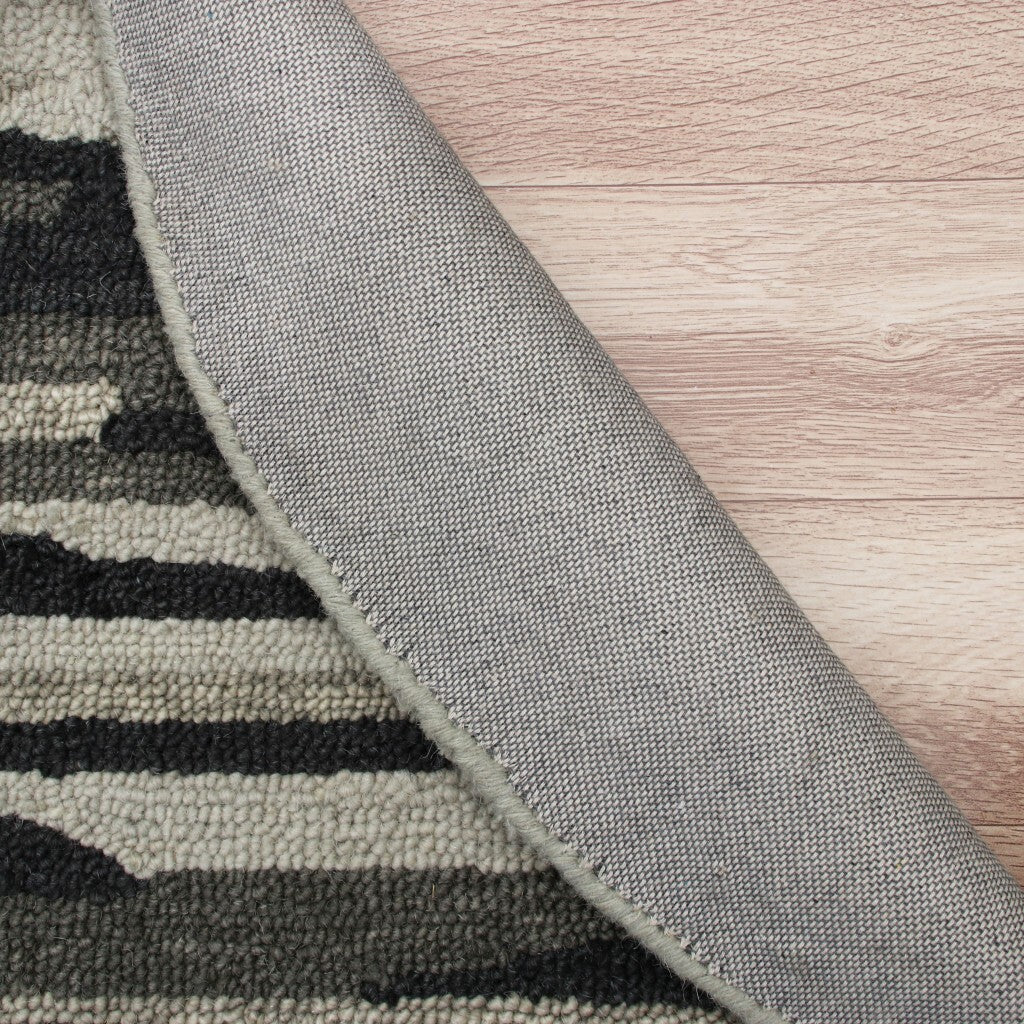 6' Round Black and Gray Camouflage Area Rug