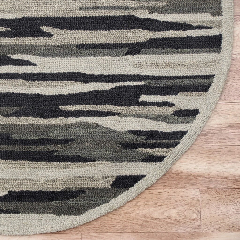 6' Round Black and Gray Camouflage Area Rug