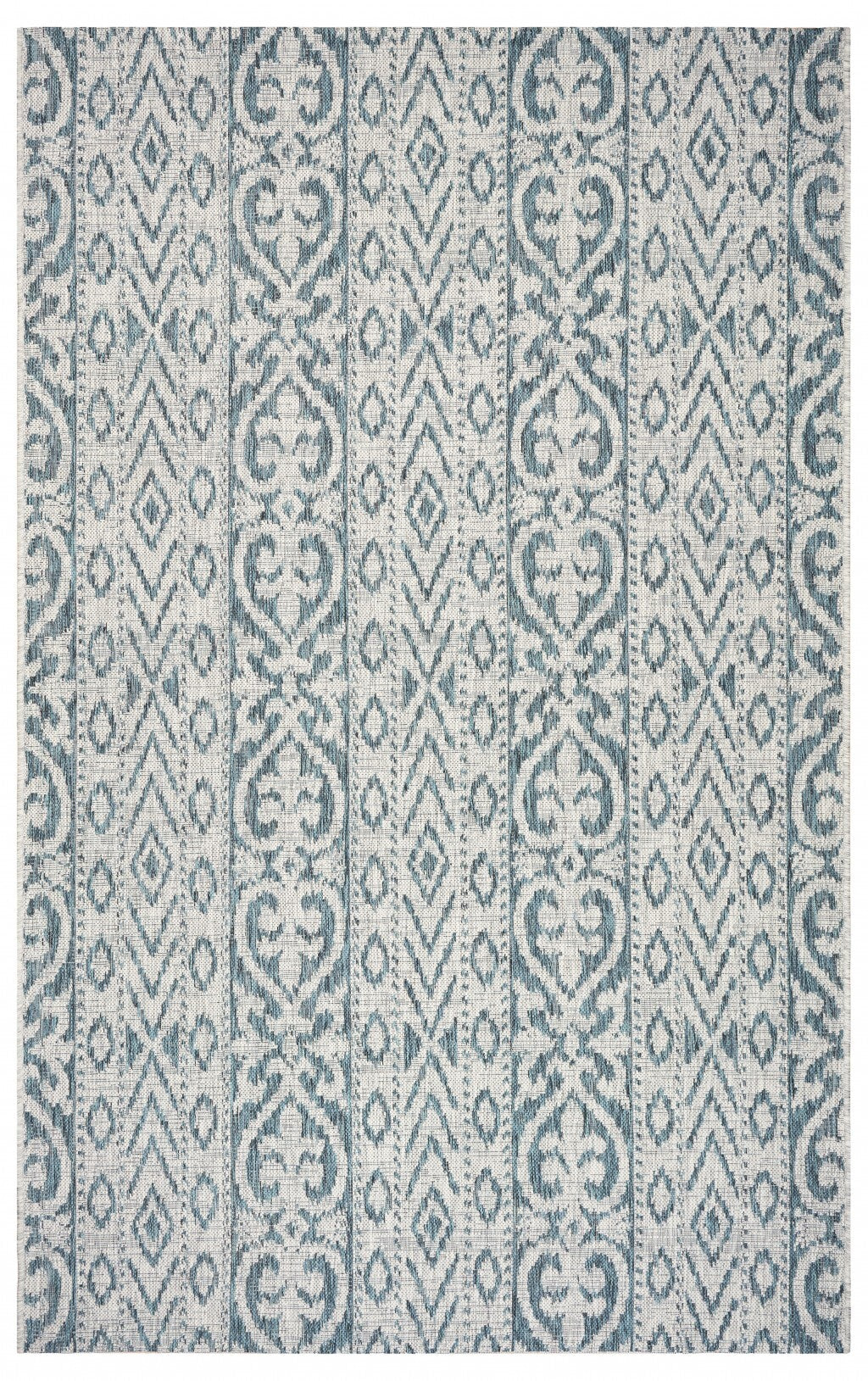 5' x 8' Blue Geometric Indoor Outdoor Area Rug