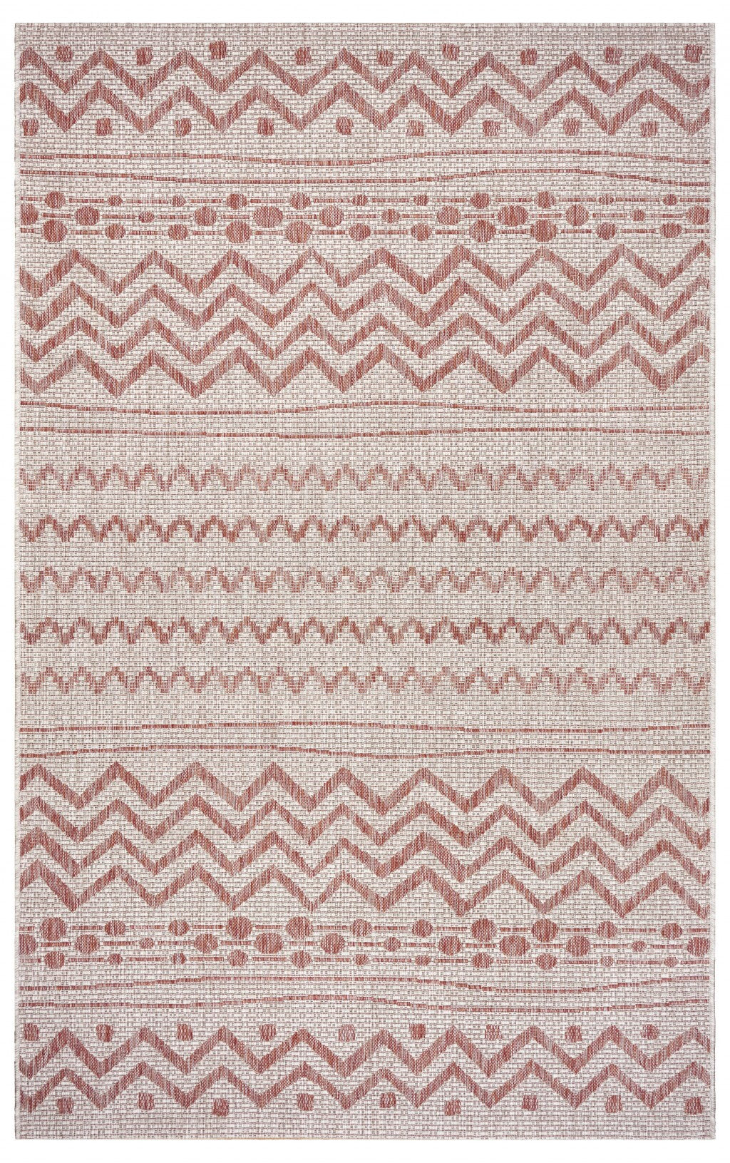 5' x 8' Red Zigzag Indoor Outdoor Area Rug