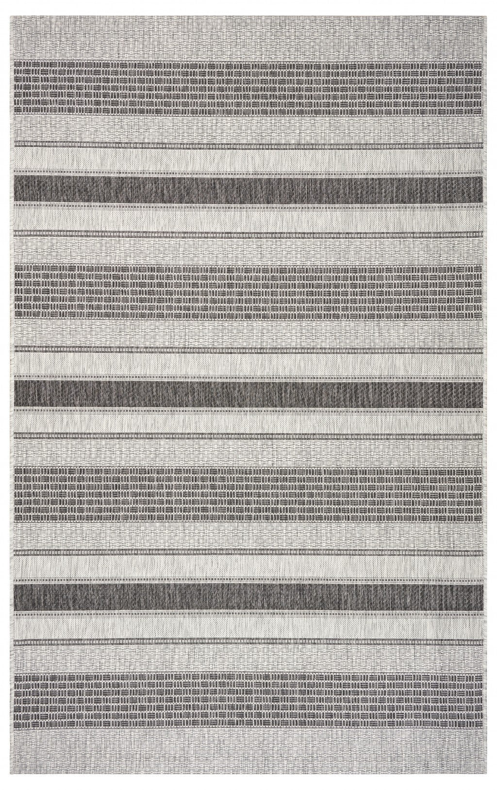 5' x 8' Monochrome Striped Indoor Outdoor Area Rug