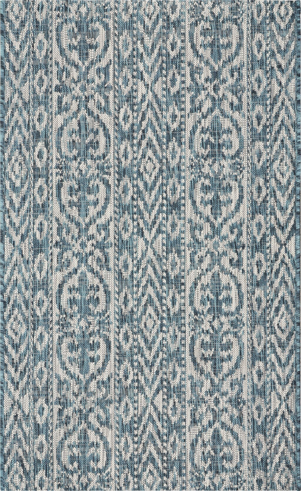 3' x 5' Blue Geometric Indoor Outdoor Area Rug