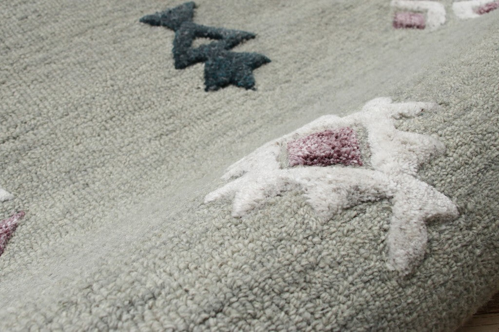 7' Round Gray Decorative Charm Area Rug