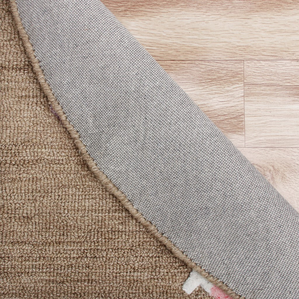 5' Round Taupe Boho Chic Motif Area Rug