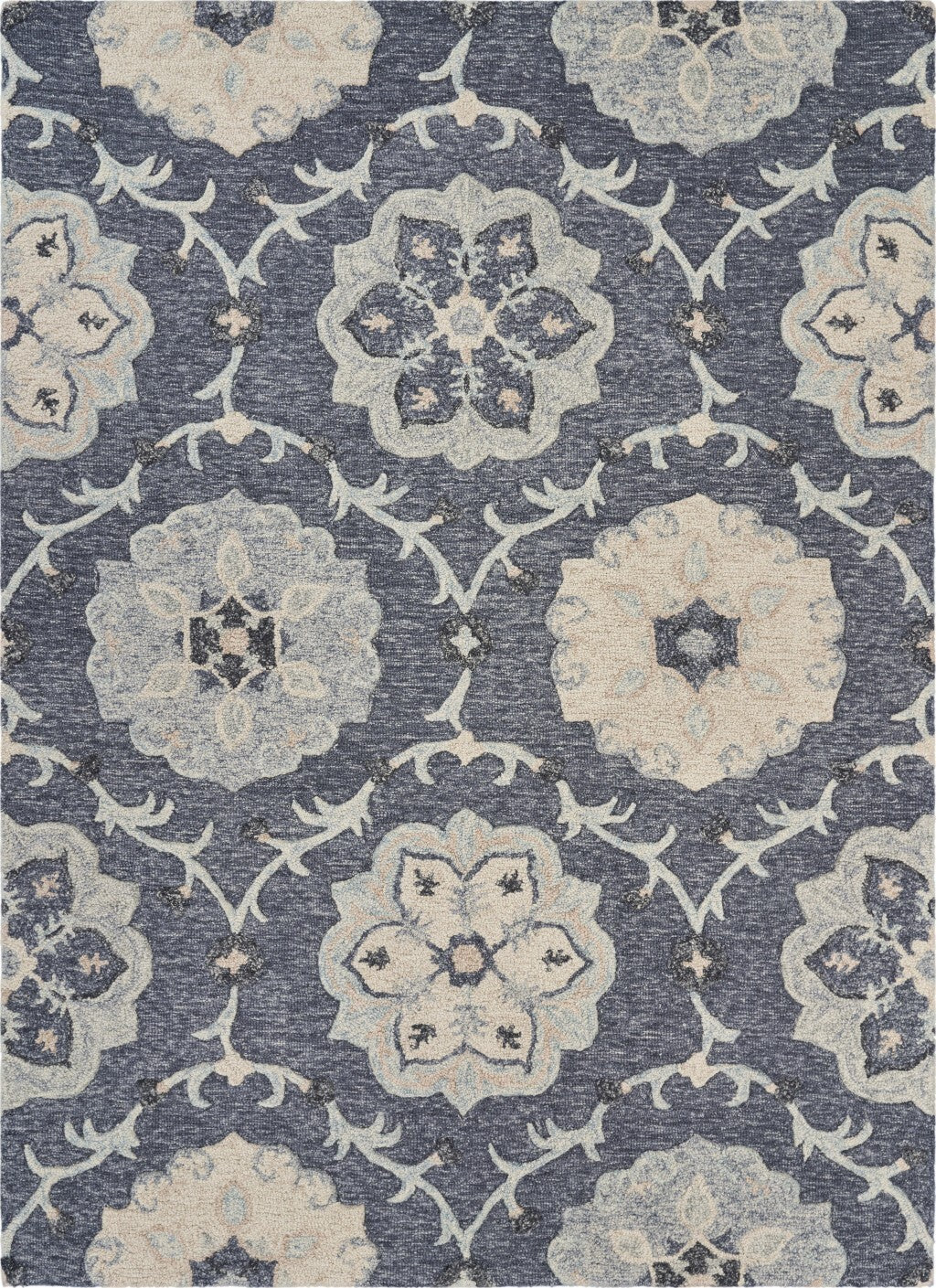 5' x 7' Gray Floral Trellis Area Rug