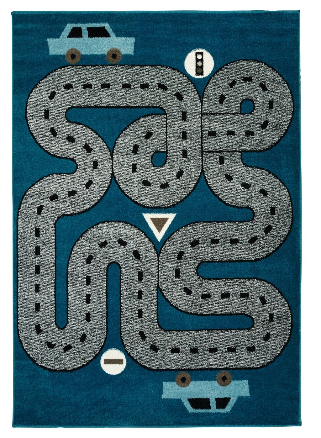 5' x 7' Navy Imaginative Racetrack Area Rug