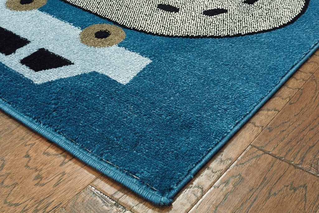 5' x 7' Navy Imaginative Racetrack Area Rug