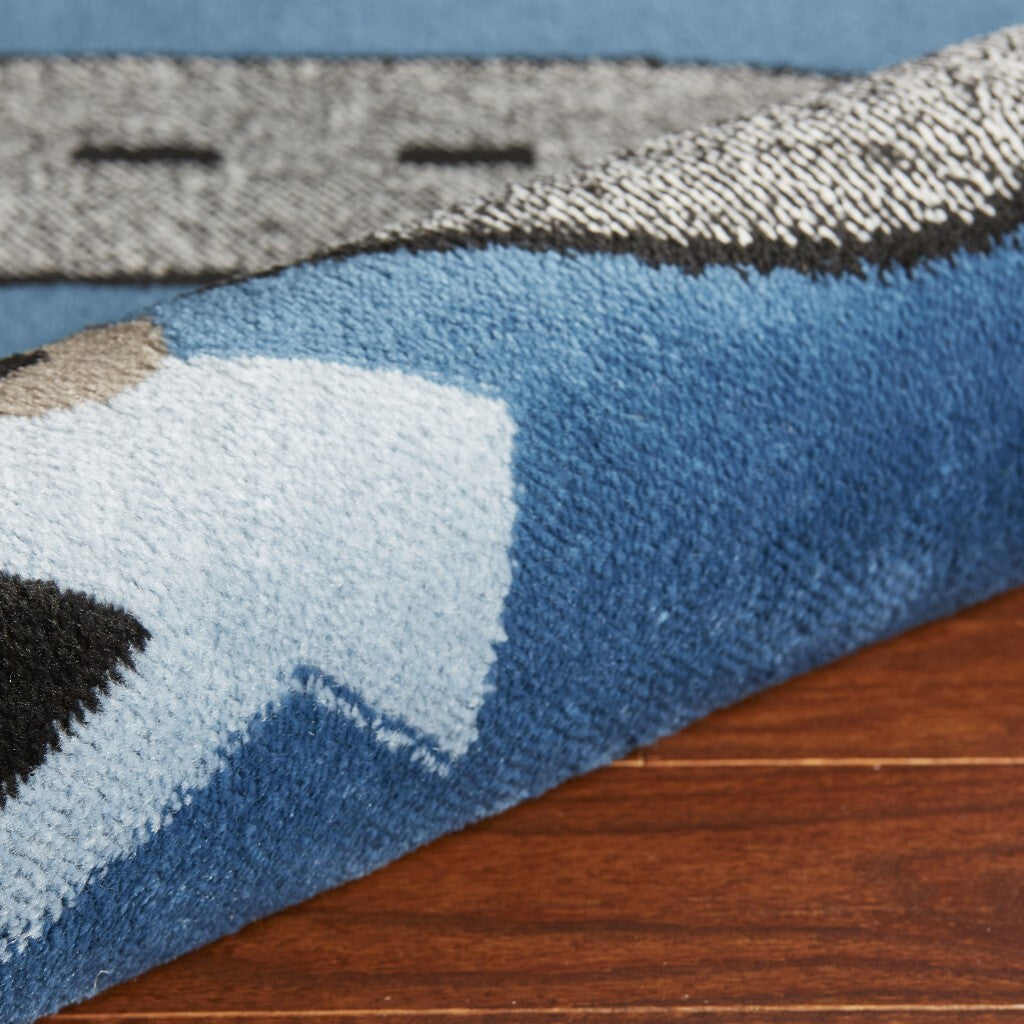 5' x 7' Navy Imaginative Racetrack Area Rug