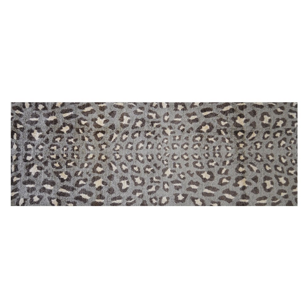 2' x 6' Gray and Brown Cheetah Washable Runner Rug