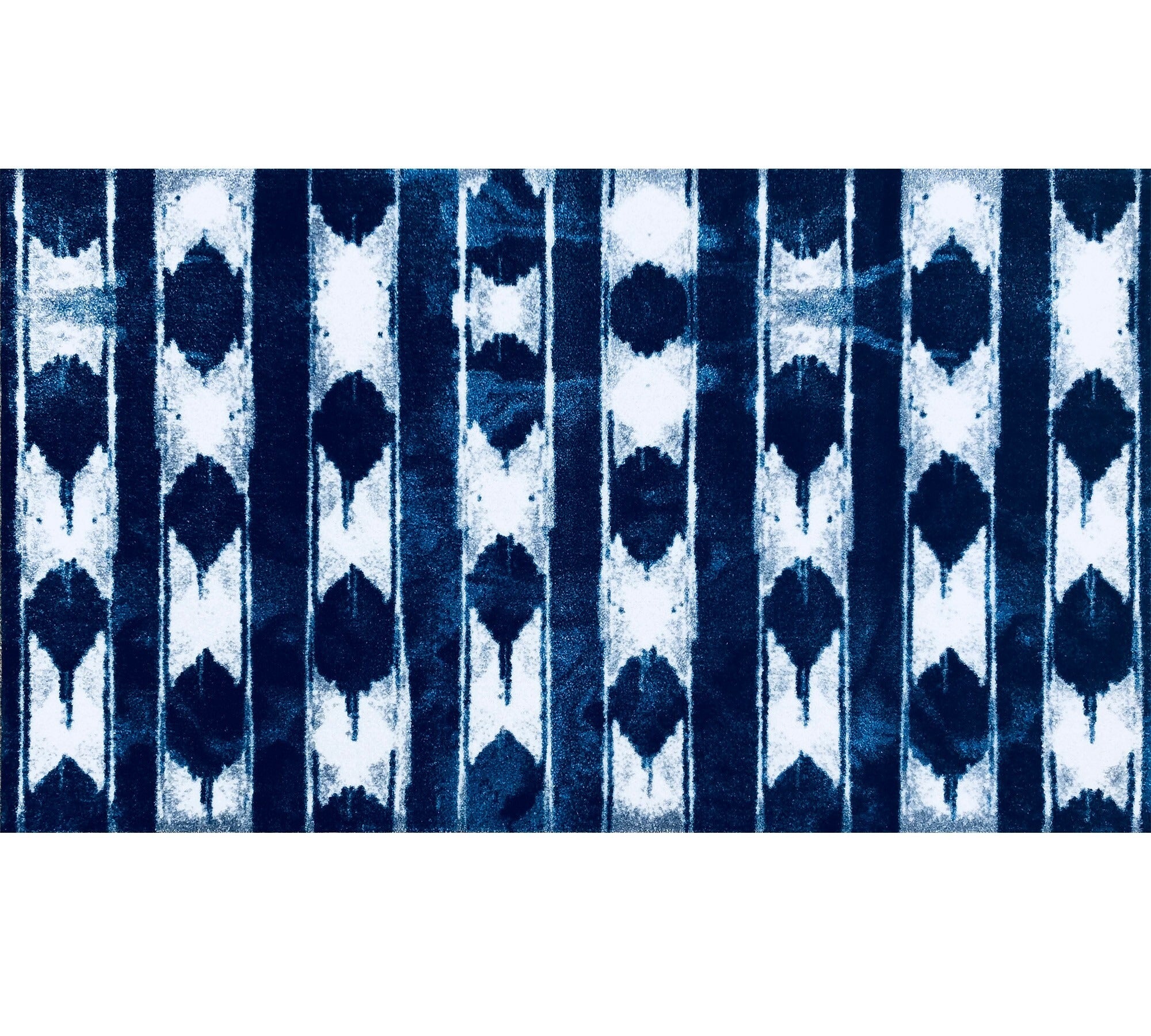 2' x 4' Shades of Blue Abstract Stripes Washable Floor Mat