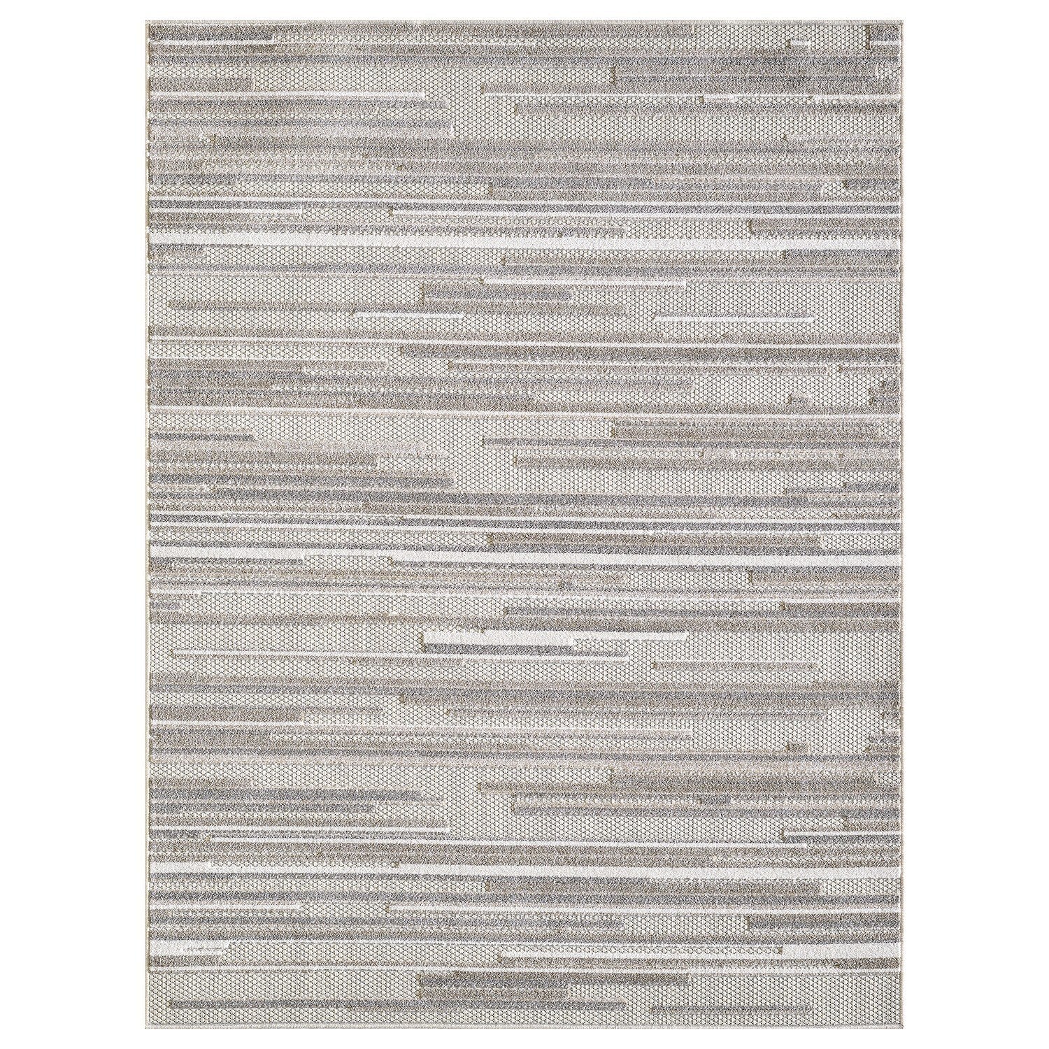 3' x 5' Gray Abstract Striped Indoor Outdoor Area Rug