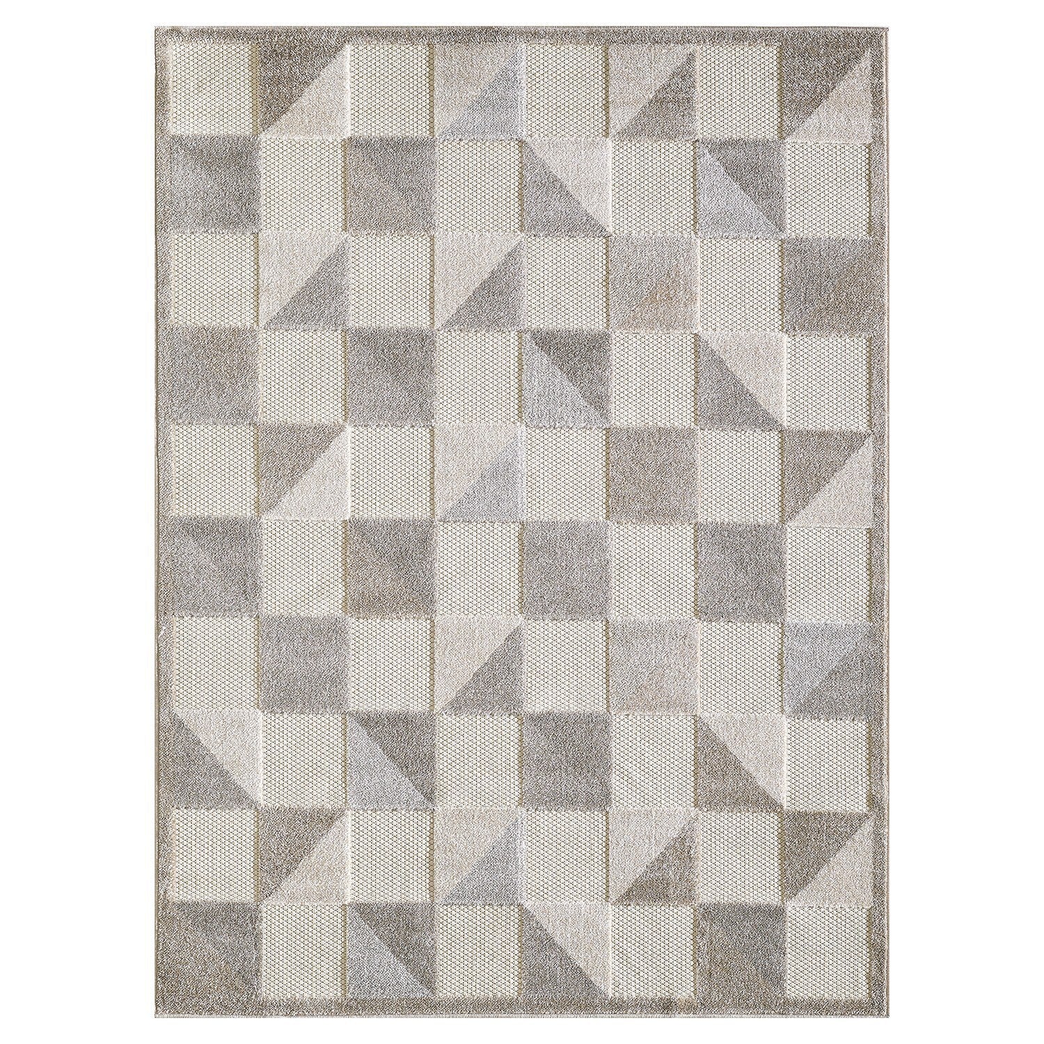 7' x 9' Gray Triangle Indoor Outdoor Area Rug