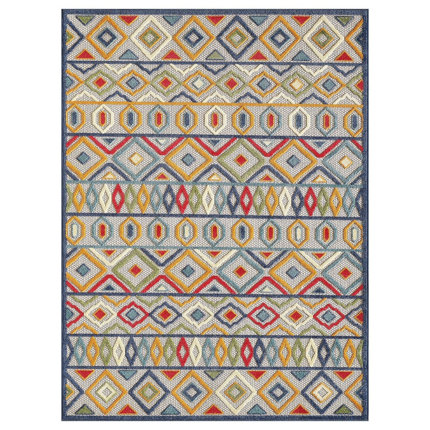 7' x 9' MultiAztec Pattern Indoor Outdoor Area Rug