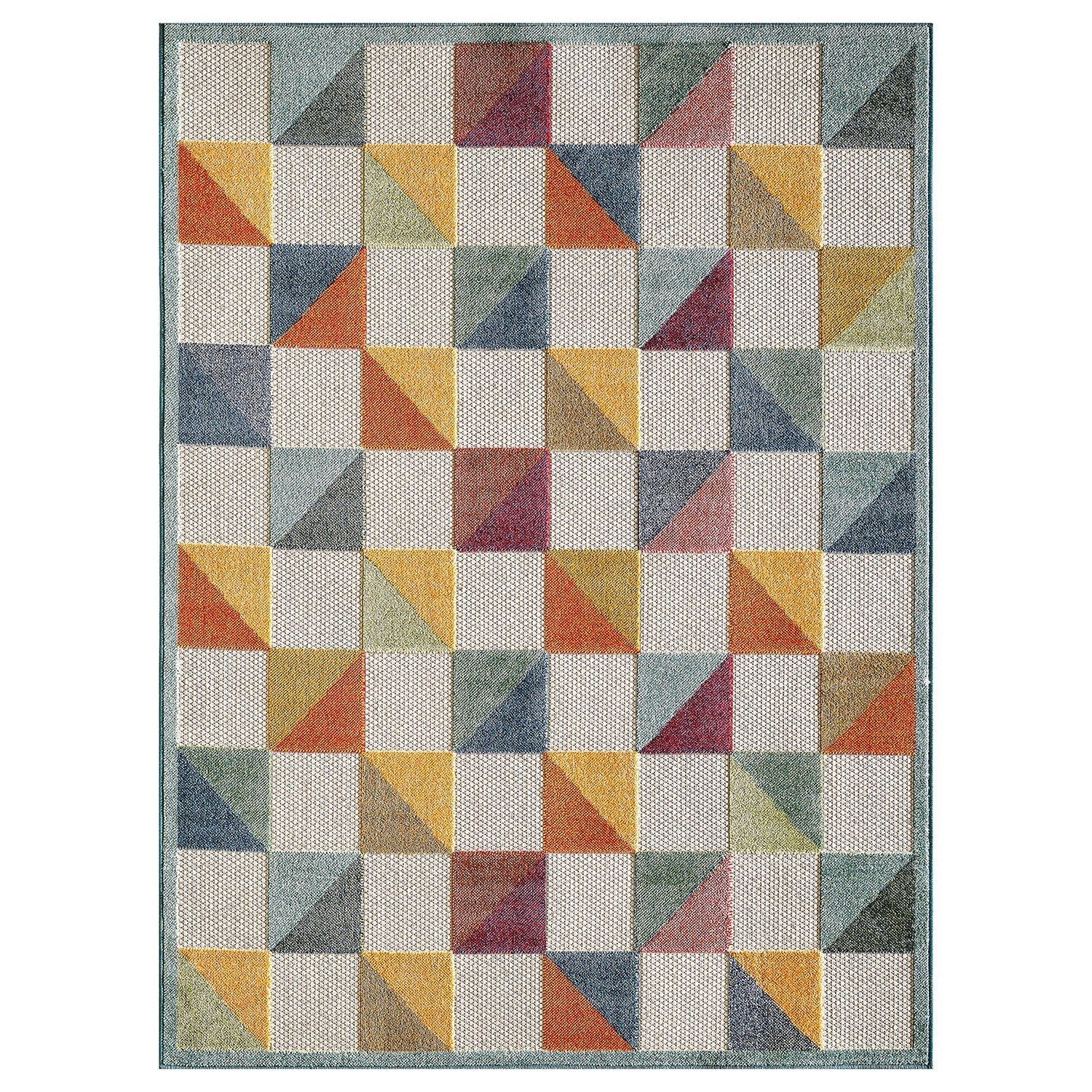 2' x 4' Orange Gray Triangle Indoor Outdoor Area Rug