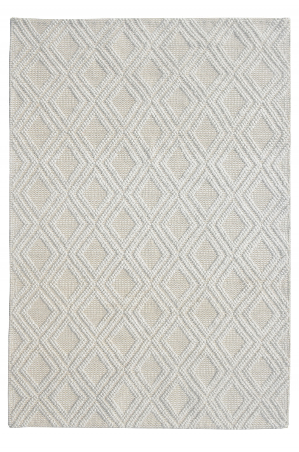 6' x 9' Ivory Diamond Lattice Modern Area Rug