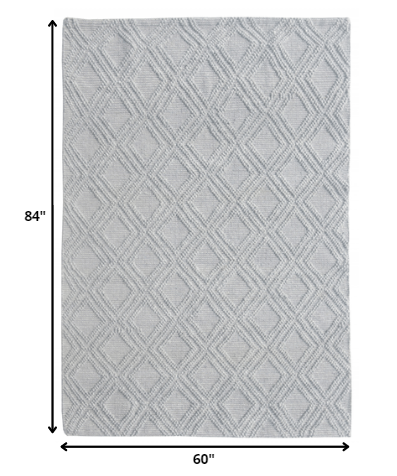 5' x 7' Gray Diamond Lattice Modern Area Rug