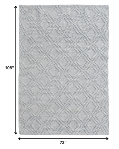 6' x 9' Gray Diamond Lattice Modern Area Rug