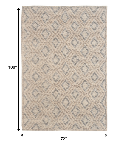 6' x 9' Tan Gray Diamond Lattice Modern Area Rug
