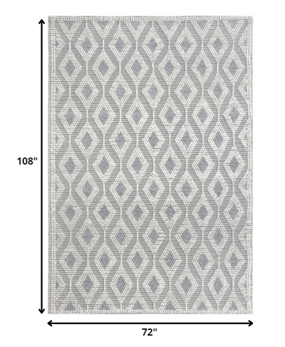 6' x 9' Ivory Gray Diamond Trellis Modern Area Rug