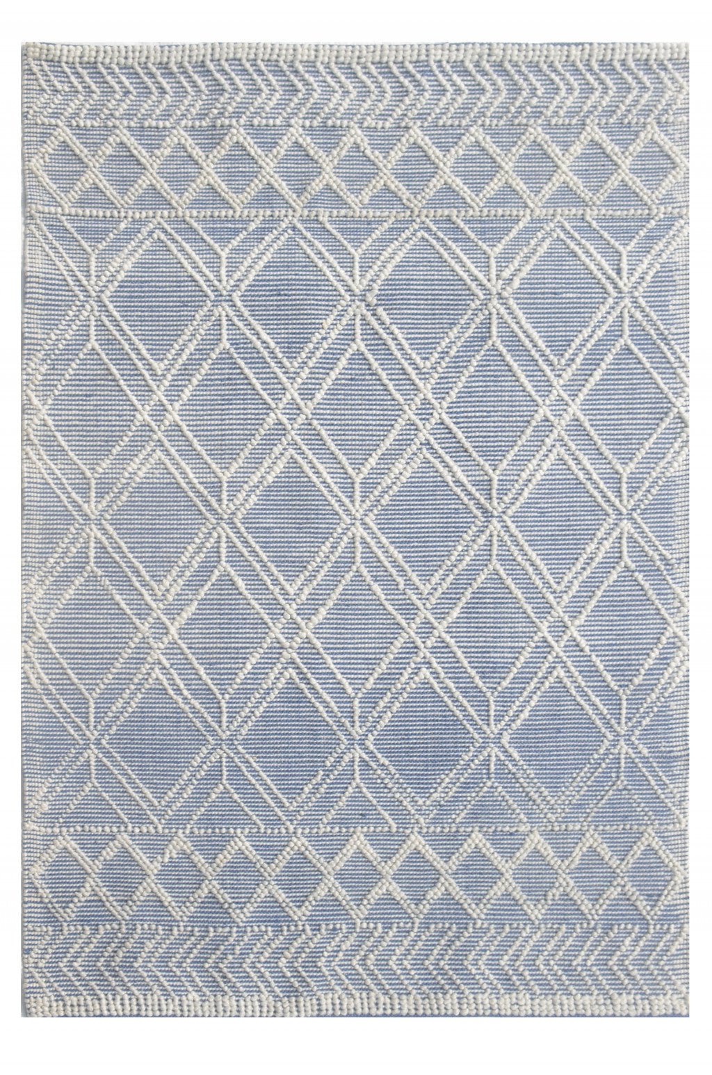 5' x 7' Blue Ivory Tribal Geometric Pattern Area Rug