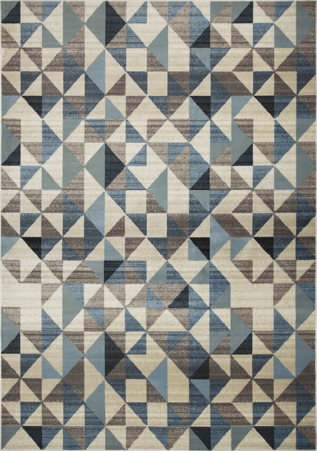 3' x 5' Blue Beige Nested Diamonds Modern Area Rug