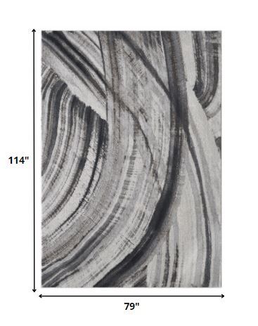 7' x 10' Gray Ivory Abstract Strokes Modern Area Rug