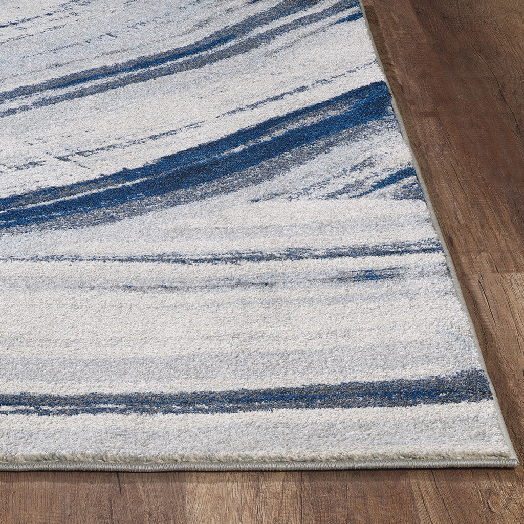 5' x 8' Navy Ivory Abstract Strokes Modern Area Rug