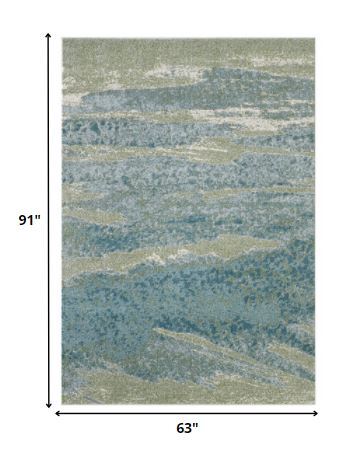 5' x 8' Blue Sage Impressionistic Ocean Area Rug
