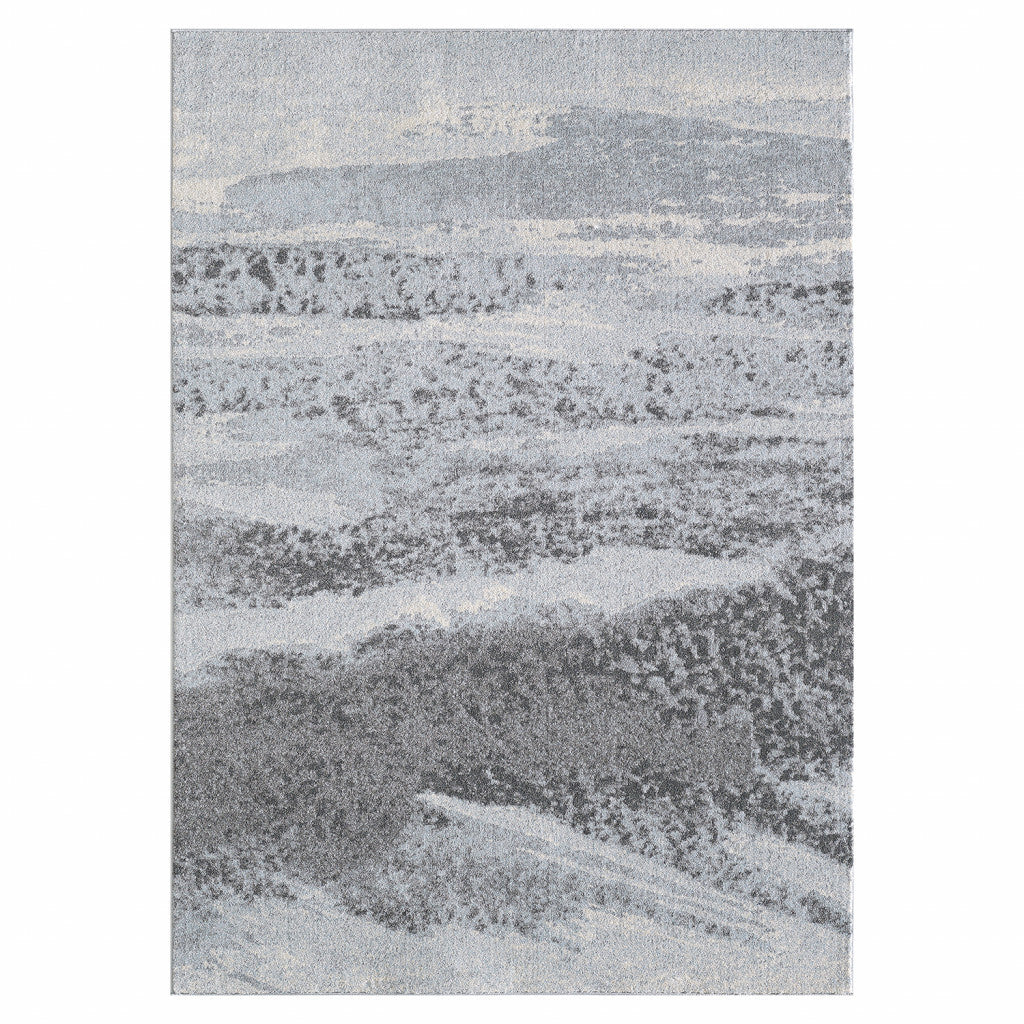 5' x 8' Blue Gray Abstract Mist Modern Area Rug