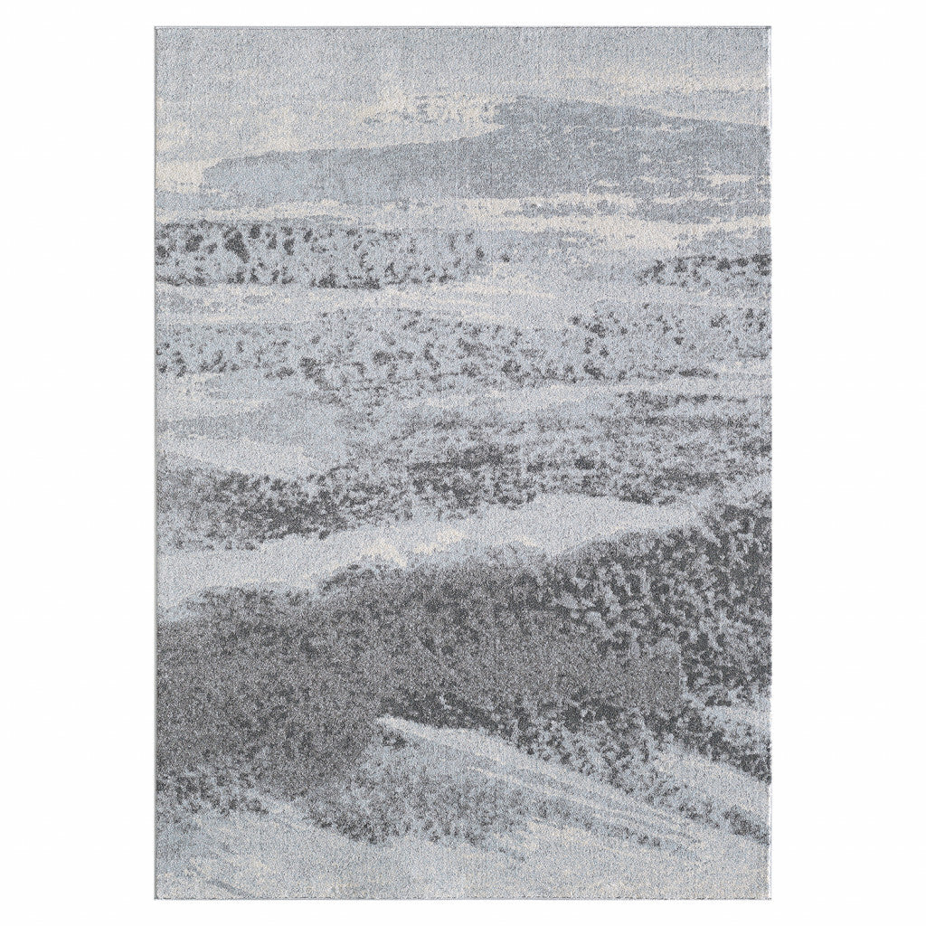 7' x 10' Blue Gray Abstract Mist Modern Area Rug