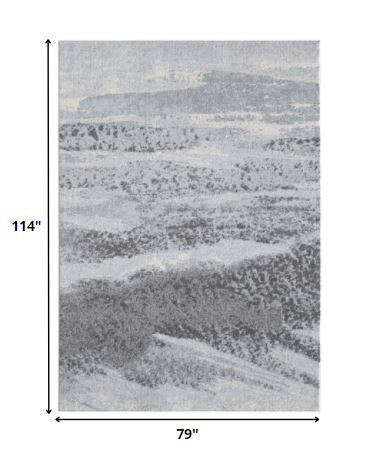 7' x 10' Blue Gray Abstract Mist Modern Area Rug