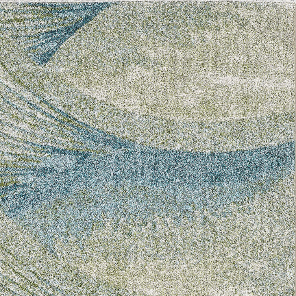 7' x 10' Blue Beige Abstract Waves Modern Area Rug