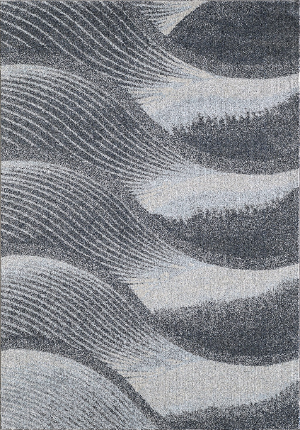 7' x 10' Gray Blue Abstract Waves Modern Area Rug