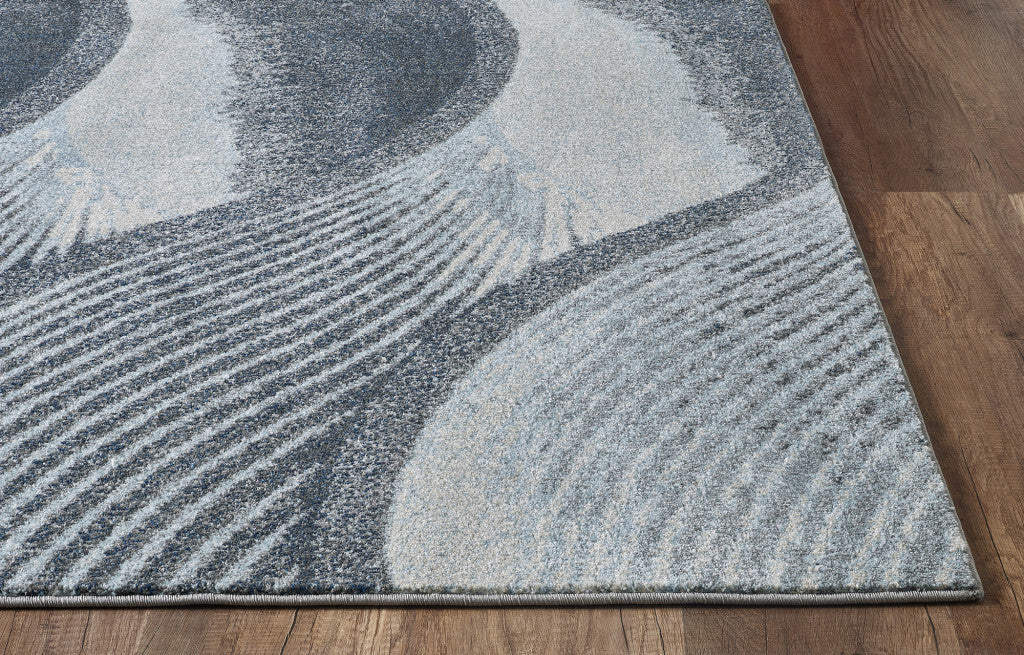 7' x 10' Gray Blue Abstract Waves Modern Area Rug